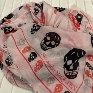 Alexander McQueen Pink and Black Skull Scarf
